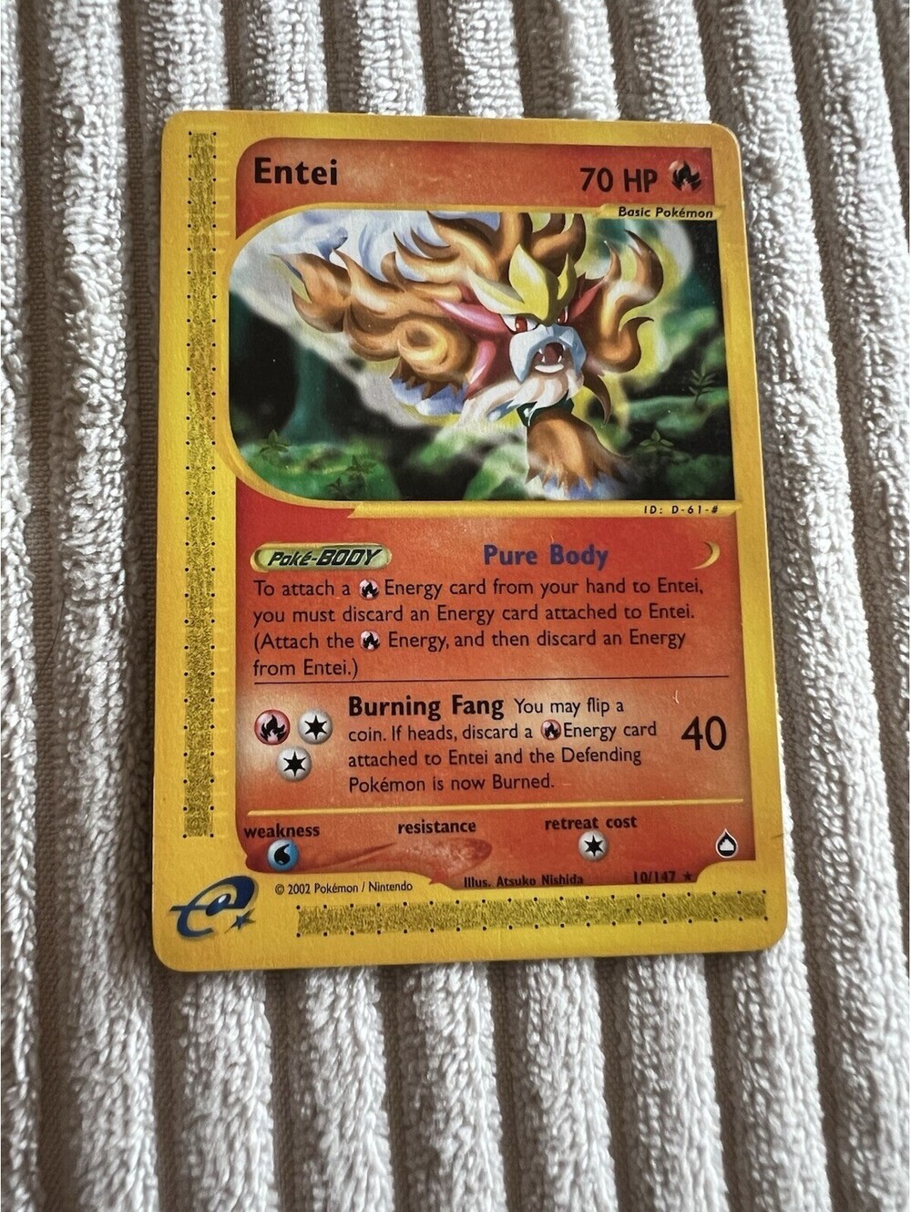 2003 RARE Aquapolis Entei Reverse Non Holo 10/147 Pokemon Card